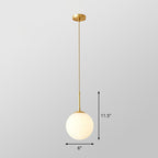 Globe Kitchen Pendant Lighting Cream Glass 1-Light Simplicity Hanging Light in Gold