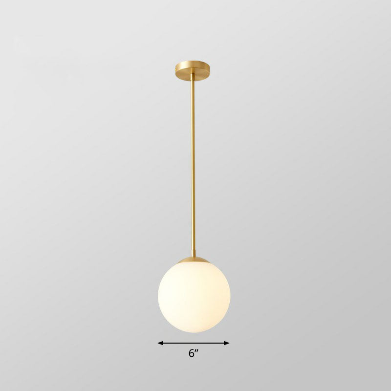 Globe Kitchen Pendant Lighting Cream Glass 1-Light Simplicity Hanging Light in Gold