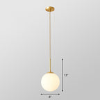 Globe Kitchen Pendant Lighting Cream Glass 1-Light Simplicity Hanging Light in Gold