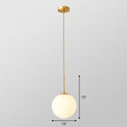 Globe Kitchen Pendant Lighting Cream Glass 1-Light Simplicity Hanging Light in Gold