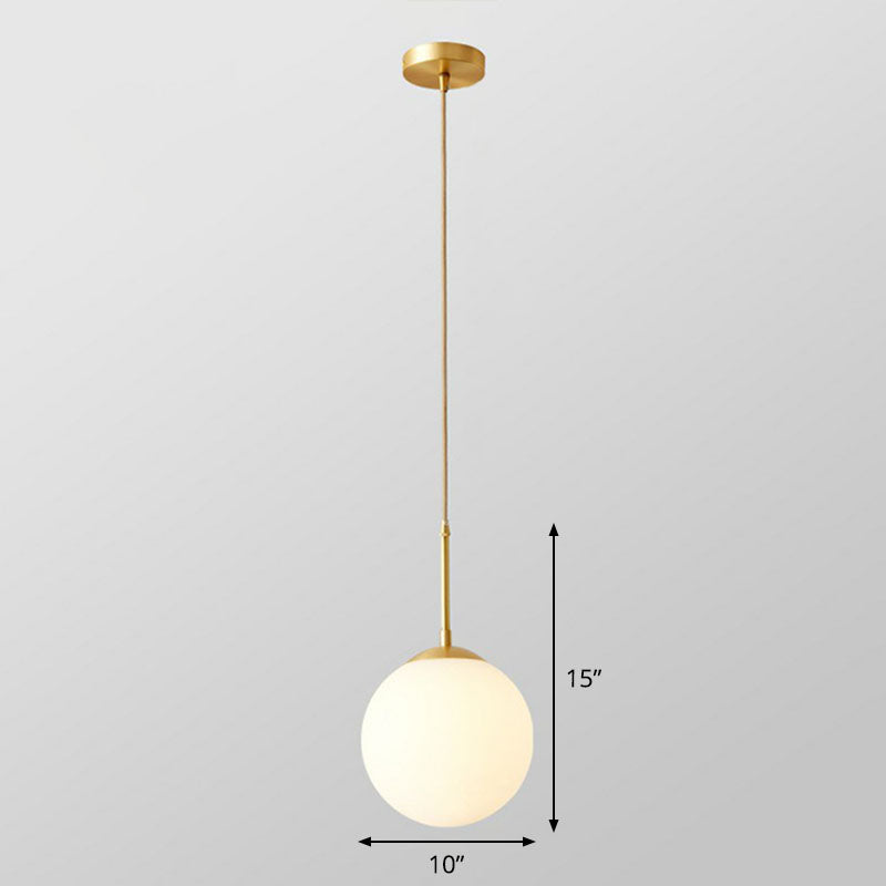 Globe Kitchen Pendant Lighting Cream Glass 1-Light Simplicity Hanging Light in Gold
