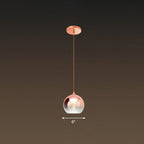 Gradient Glass Globe Hanging Light Post-Modern 1-Light Rose Gold Ceiling Pendant over Table
