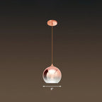 Gradient Glass Globe Hanging Light Post-Modern 1-Light Rose Gold Ceiling Pendant over Table