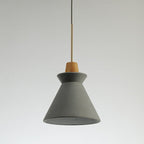 1 Head Dining Room Hanging Light Minimalist Wood Pendant with Conical Cement Shade