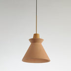 1 Head Dining Room Hanging Light Minimalist Wood Pendant with Conical Cement Shade