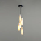 Tubular Bedroom Pendulum Light Marble Minimalistic Hanging Ceiling Light in White