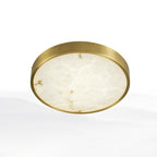 Postmodern Round LED Ceiling Light Marble Bedroom Flush Mount Light Fixture in Brass