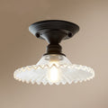 Glass Radial Mini Ceiling Lighting Vintage 1-Light Balcony Semi Flush Mount Light