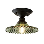 Glass Radial Mini Ceiling Lighting Vintage 1-Light Balcony Semi Flush Mount Light