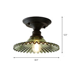 Glass Radial Mini Ceiling Lighting Vintage 1-Light Balcony Semi Flush Mount Light