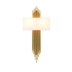 Modern Rectangle Wall Light 2 Heads Fabric Shade Wall Sconce in Black/White/Flaxen for Living Room, 14"/16" Wide