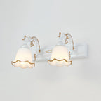 Floral Bathroom Vanity Wall Light Fixture Vintage Style Opal Glass Wall Sconce Lighting