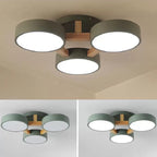 Metal Drum Semi Flush Mount Light Living Room 3 Heads Macaron Loft Ceiling Lamp