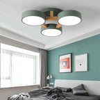 Metal Drum Semi Flush Mount Light Living Room 3 Heads Macaron Loft Ceiling Lamp