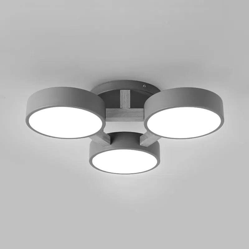 Metal Drum Semi Flush Mount Light Living Room 3 Heads Macaron Loft Ceiling Lamp