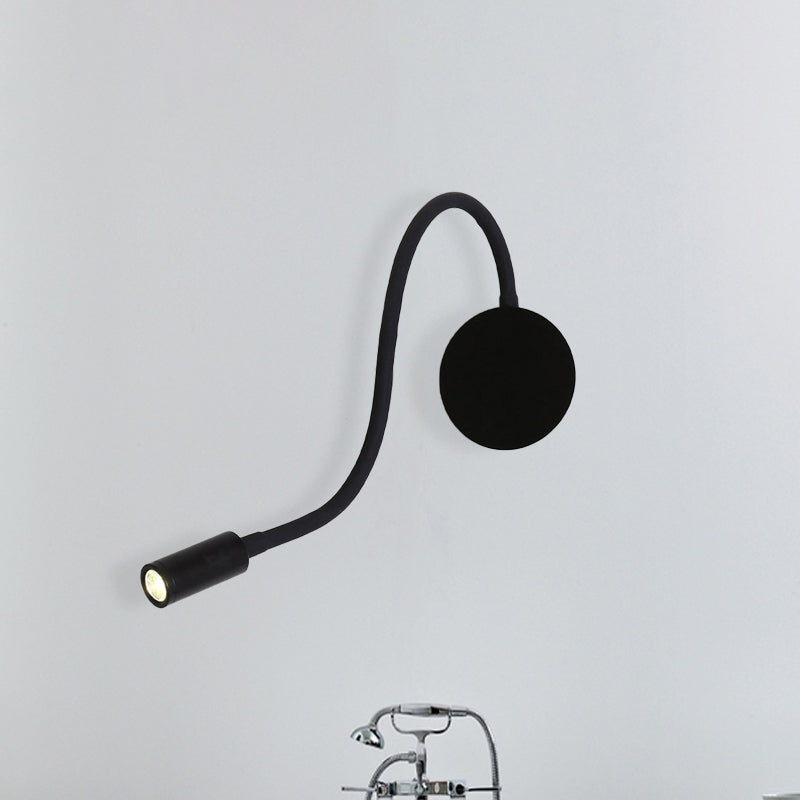 Adjustable Cylinder Reading Wall Light Contemporary Silicone and Metal LED Black/White Sconce Lamp