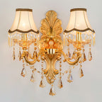 Victorian Candle Wall Sconce Lighting Metal Wall Mount Light with Shade and Crystal Decor
