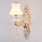 Victorian Candle Wall Sconce Lighting Metal Wall Mount Light with Shade and Crystal Decor