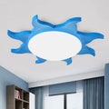 Sun Shaped Flush Ceiling Light Cartoon Wood Acrylic Ceiling Light for Kindergarten