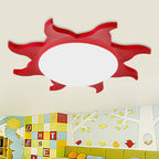 Sun Shaped Flush Ceiling Light Cartoon Wood Acrylic Ceiling Light for Kindergarten
