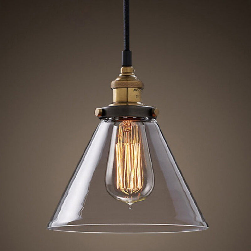 1-Light Geometric Pendant Lamp Industrial Glass Suspension Lighting for Dining Room
