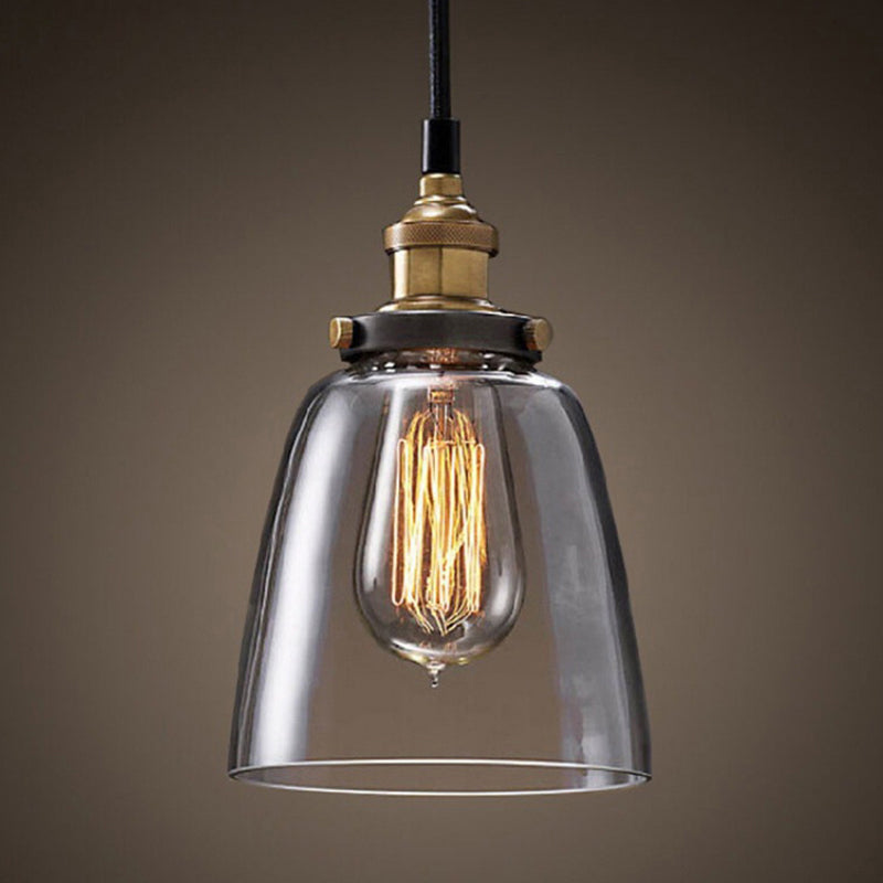 1-Light Geometric Pendant Lamp Industrial Glass Suspension Lighting for Dining Room