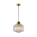 Drum Pendant Light Modernism Clear/Amber/Smoke Grey Prismatic Glass 1 Light Ceiling Suspension Lamp