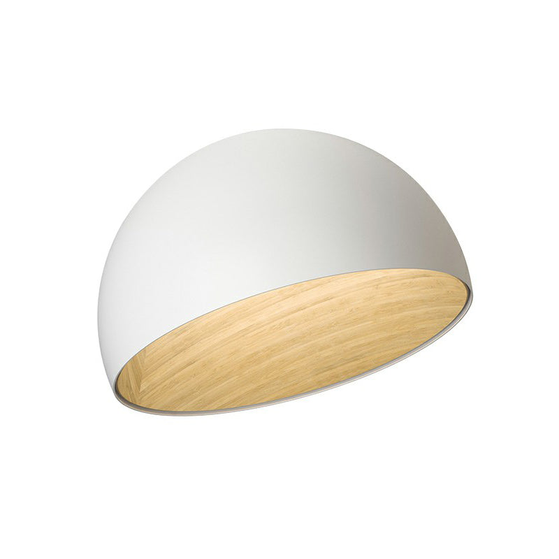 Minimalist Dome Flush Mount Lamp Metal Corridor LED Ceiling Flush Light with Wood Grain Inner