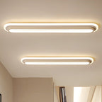 Oval Flush Ceiling Light Contemporary Metal LED Black/White Ceiling Light with Acrylic Diffuser in White/Warm Light, 19"/23"/31" Wide