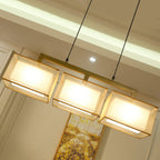 Dual-Rectangle Island Light Minimalist Fabric Restaurant Suspension Lighting Fixture