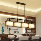 Dual-Rectangle Island Light Minimalist Fabric Restaurant Suspension Lighting Fixture