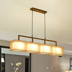 Dual-Rectangle Island Light Minimalist Fabric Restaurant Suspension Lighting Fixture