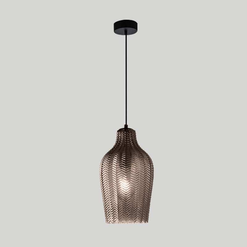 Wavy Glass Shaded Hanging Lamp Nordic Style Single Pendant Ceiling Light for Dining Room