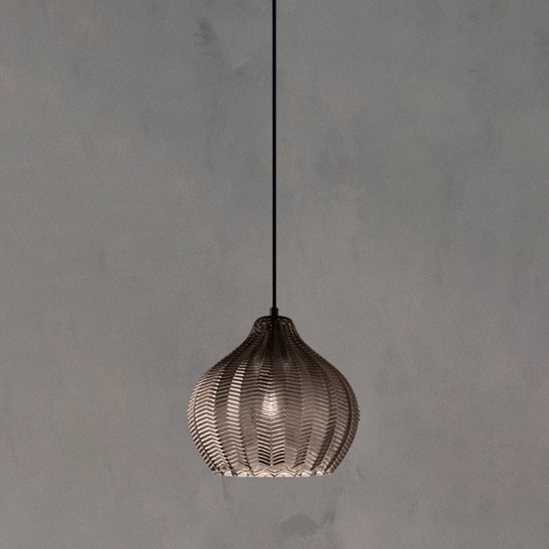 Wavy Glass Shaded Hanging Lamp Nordic Style Single Pendant Ceiling Light for Dining Room