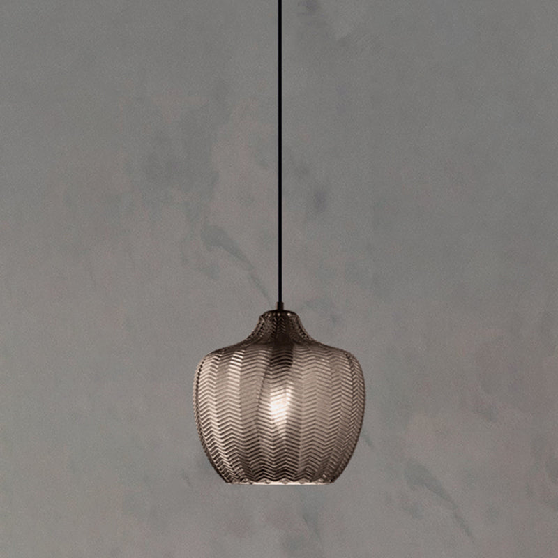 Wavy Glass Shaded Hanging Lamp Nordic Style Single Pendant Ceiling Light for Dining Room