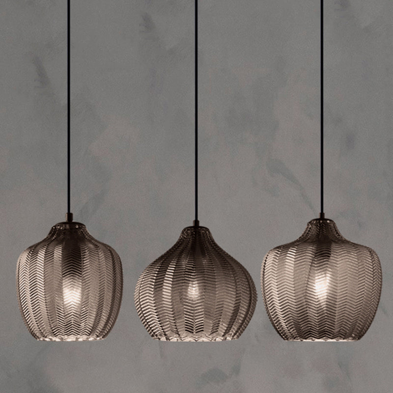 Wavy Glass Shaded Hanging Lamp Nordic Style Single Pendant Ceiling Light for Dining Room