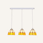 Tapered Stained Glass Cluster Pendant Light Tiffany 3 Lights Suspension Lighting Fixture