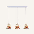 Tapered Stained Glass Cluster Pendant Light Tiffany 3 Lights Suspension Lighting Fixture