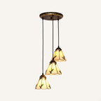 Tapered Stained Glass Cluster Pendant Light Tiffany 3 Lights Suspension Lighting Fixture