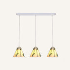 Tapered Stained Glass Cluster Pendant Light Tiffany 3 Lights Suspension Lighting Fixture