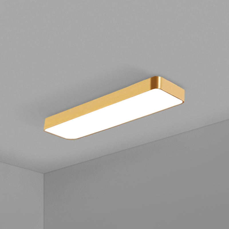 Gold Finish Rectangle Ceiling Lamp Simple Style Metal LED Flush Mount Light for Office
