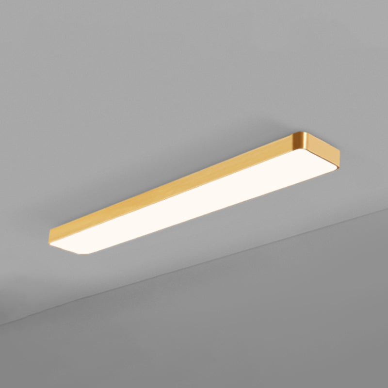 Gold Finish Rectangle Ceiling Lamp Simple Style Metal LED Flush Mount Light for Office