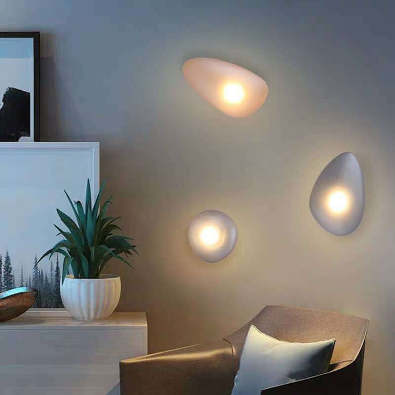 Frosted Glass Cobblestone Wall Sconce Art Deco 1-Light Wall Mount Light for Living Room