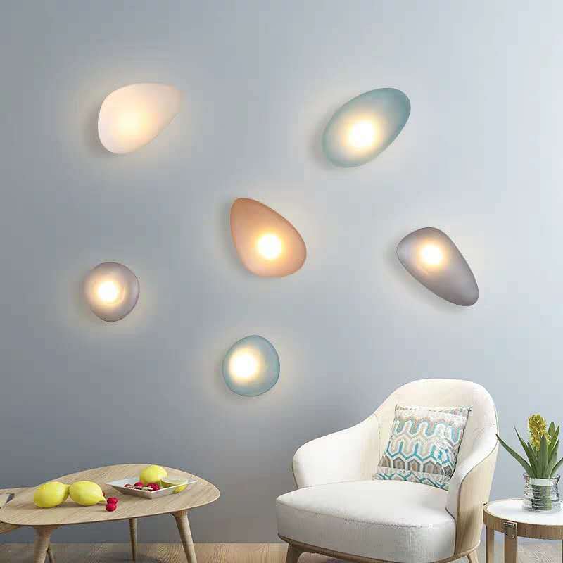 Frosted Glass Cobblestone Wall Sconce Art Deco 1-Light Wall Mount Light for Living Room