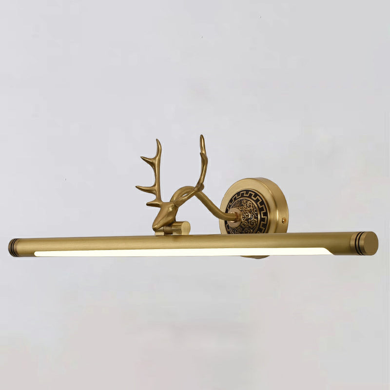 Rustic Antler Wall Lamp Metal Rotatable LED Tube Vanity Light Fixture for Bathroom