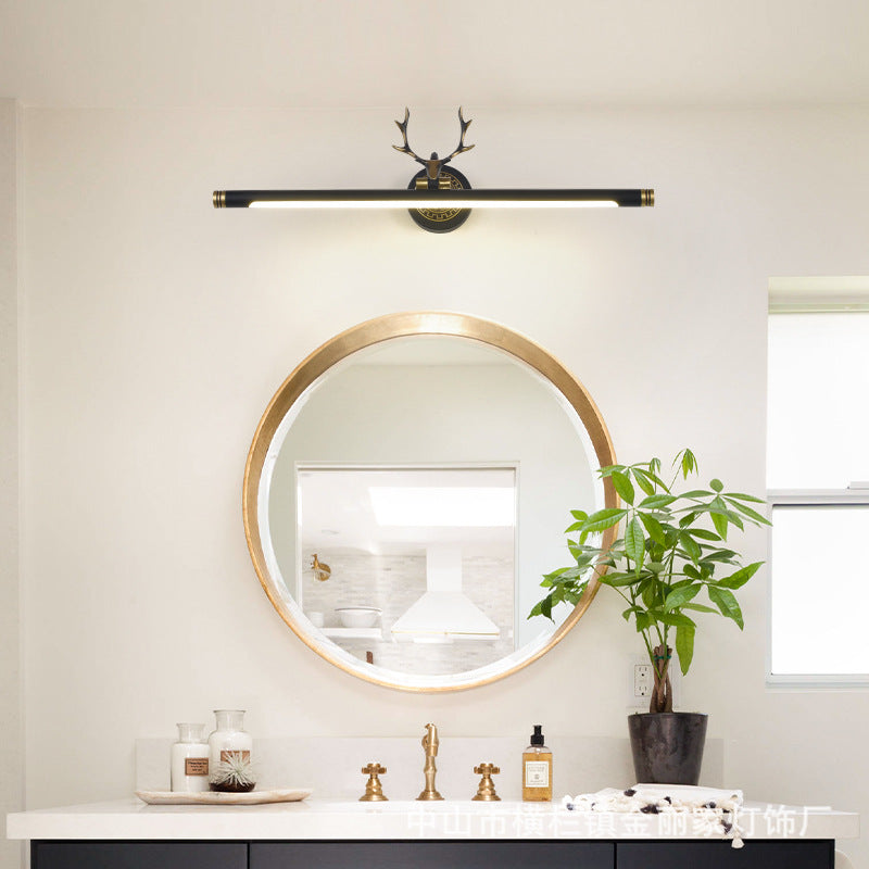 Rustic Antler Wall Lamp Metal Rotatable LED Tube Vanity Light Fixture for Bathroom