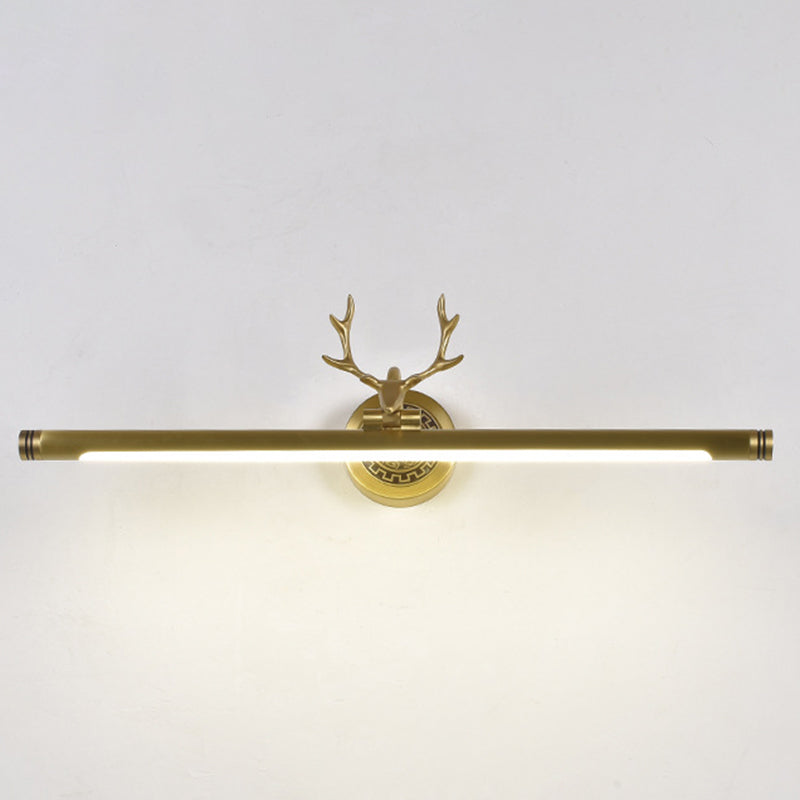 Rustic Antler Wall Lamp Metal Rotatable LED Tube Vanity Light Fixture for Bathroom