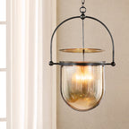 Dome Glass Shade Pendant Light Modern Metal 1 Lights Black/Brass Ceiling Hang Lamp