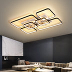 Remote Control Rectangular Ceiling Fan Lamp Contemporary Acrylic Living Room LED Semi Flush Light with 7-Blade