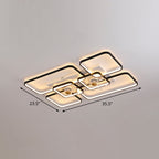 Remote Control Rectangular Ceiling Fan Lamp Contemporary Acrylic Living Room LED Semi Flush Light with 7-Blade